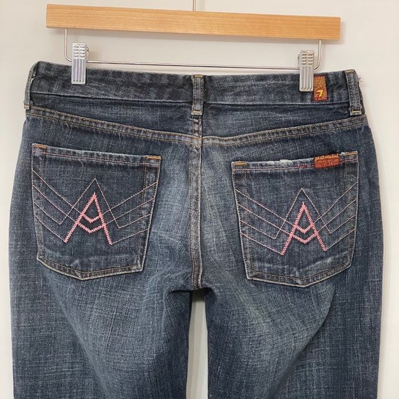 7 For All Mankind Womens 30 A Pocket Bootcut Flare Denim Jeans Low Rise USA Made - Picture 4 of 16